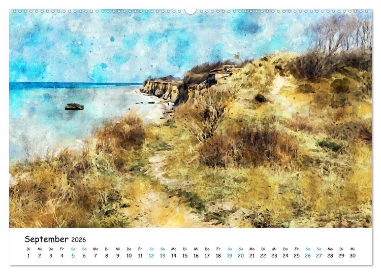 Produktbild: Aquarell Illustrationen vom Dar&szlig; (Wandkalender 2026 DIN A2 quer), CALVENDO Monatskalender