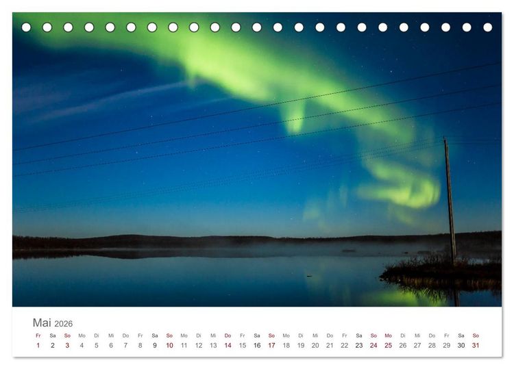 Produktbild: Nordlichter - Magische N&auml;chte in Skandinavien (Tischkalender 2026 DIN A5 quer), CALVENDO Monatskalender