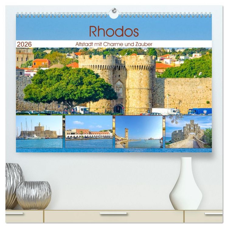 Produktbild: Rhodos - Altstadt mit Charme und Zauber (hochwertiger Premium Wandkalender 2026 DIN A2 quer), Kunstdruck in Hochglanz