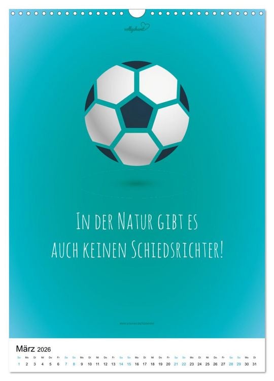 Produktbild: vollgeherzt: Der lustige Zitate-Wandkalender f&uuml;r Fu&szlig;ballfans und Sportbegeisterte! (Wandkalender 2026 DIN A3 hoch), CALVENDO Monatskalender