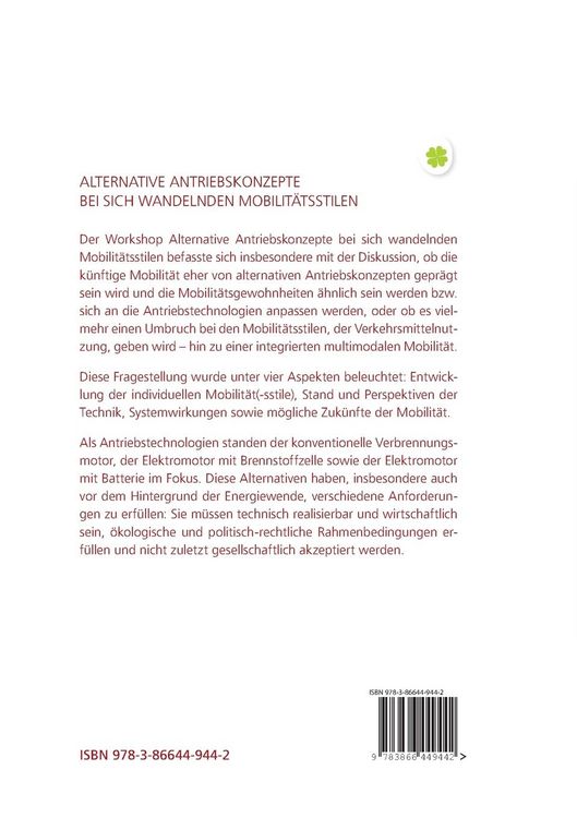 Produktbild: Alternative Antriebskonzepte bei sich wandelnden Mobilit&auml;tsstilen: Tagungsbeitr&auml;ge vom 08. und 09. M&auml;rz 2012 am KIT, Karlsruhe