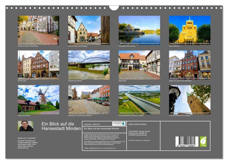 Produktbild: Ein Blick auf die Hansestadt Minden (Wandkalender 2026 DIN A3 quer), CALVENDO Monatskalender