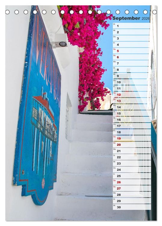 Produktbild: Bunte Treppen auf Mykonos - Reiseplaner (Tischkalender 2026 DIN A5 hoch), CALVENDO Monatskalender