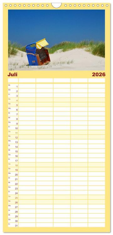 Produktbild: Familienplaner 2026 - Amrum mit 5 Spalten (Wandkalender, 21 x 45 cm) CALVENDO