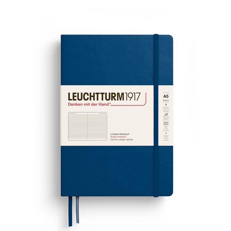 Produktbild: Notizbuch Medium (A5), Hardcover, 251 nummerierte Seiten, Indigo, liniert