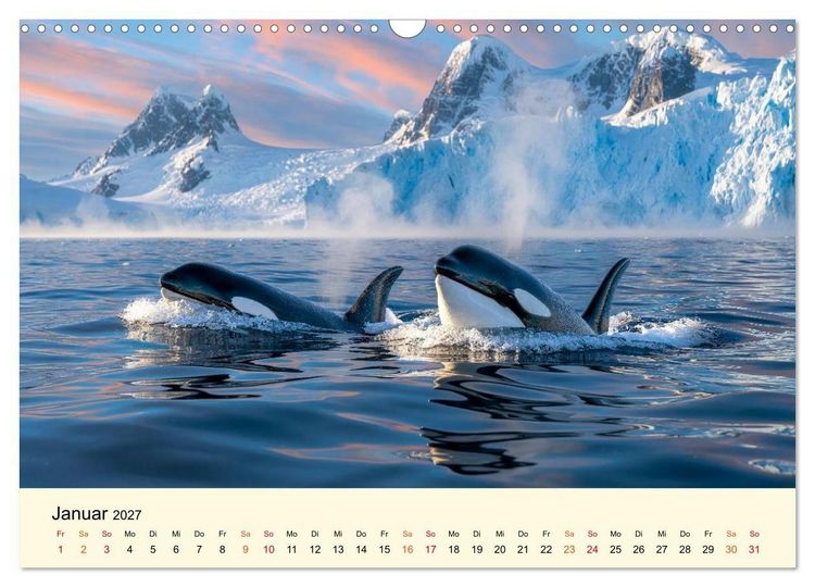 Produktbild: Orcas - Wilde Eleganz des Meeres (Wandkalender 2027 DIN A3 quer), CALVENDO Monatskalender