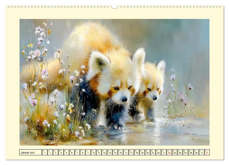 Produktbild: Rote Pandas. Kleine Abenteurer im sanften Waldlicht (hochwertiger Premium Wandkalender 2027 DIN A2 quer), Kunstdruck in Hochglanz