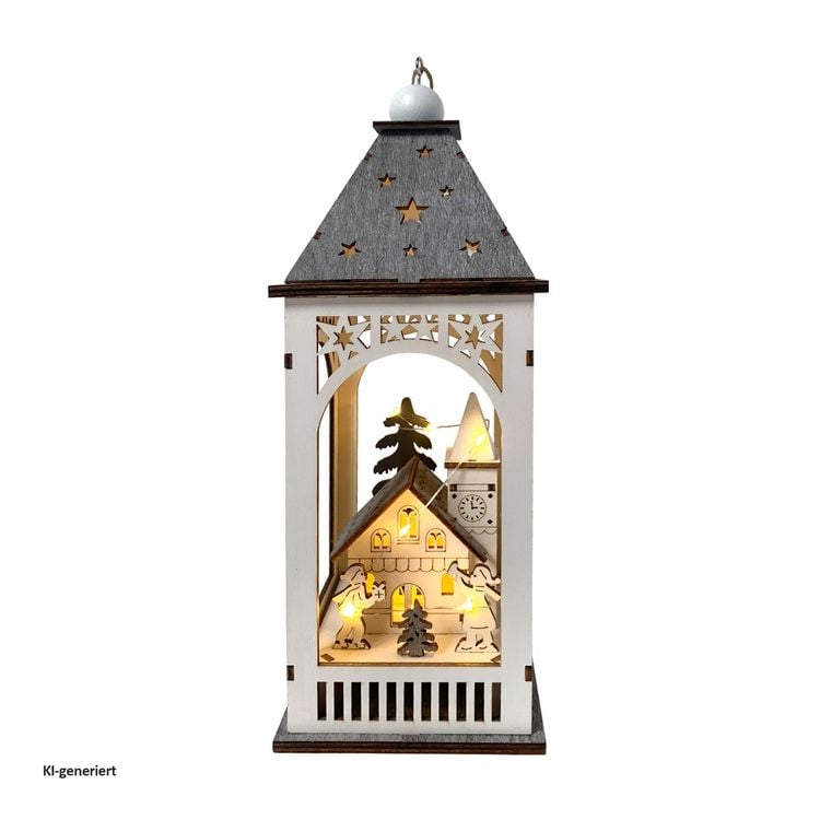 Produktbild: HTI-Living LED Weihnachtslaterne mit Kirche LED Weihnachtslaterne mit Kirche