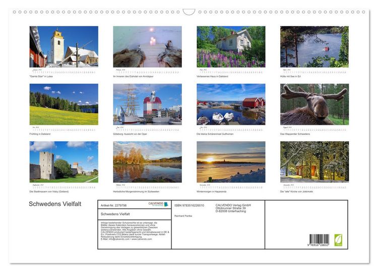 Produktbild: Schwedens Vielfalt (Wandkalender 2026 DIN A2 quer), CALVENDO Monatskalender