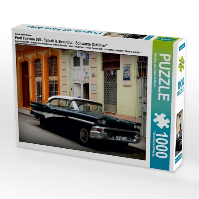 Produktbild: CALVENDO Puzzle Ford Fairlane 500 - Ein Motiv aus dem Kalender "Black is Beautiful - Schwarze Oldtimer" | 1000 Teile Lege-Gr&ouml;&szlig;e 64x48cm Foto-Puzzle f&uuml;r gl&uuml;ckliche Stunden