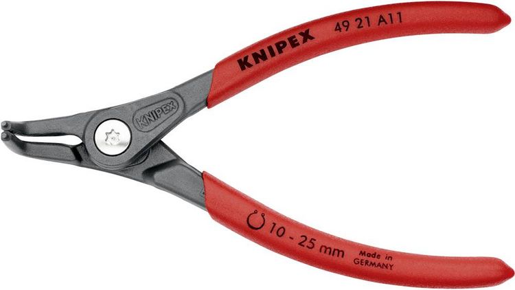 Produktbild: Knipex 49 21 A11 Seegeringzange Passend f&uuml;r (Seegeringzangen) Au&szlig;enringe 10-25 mm Spitzenform (Details) abgewinkelt 90&deg;