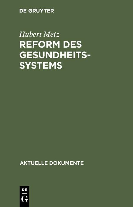 Produktbild: Reform des Gesundheitssystems