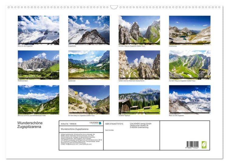 Produktbild: Wundersch&ouml;ne Zugspitzarena (Wandkalender 2026 DIN A2 quer), CALVENDO Monatskalender