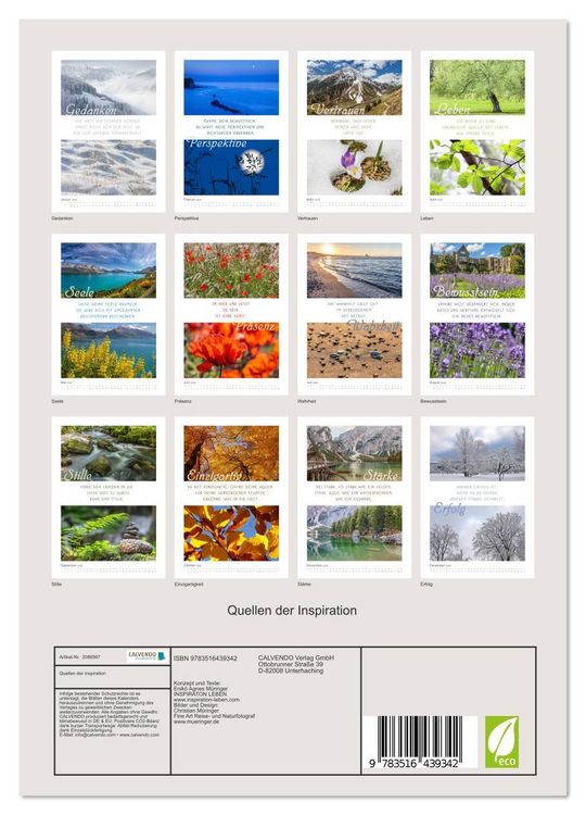 Produktbild: Quellen der Inspiration (Wandkalender 2026 DIN A4 hoch), CALVENDO Monatskalender