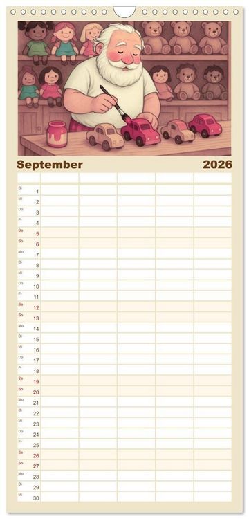 Produktbild: Familienplaner 2026 - Was macht der Weihnachtsmann? mit 5 Spalten (Wandkalender, 21 x 45 cm) CALVENDO
