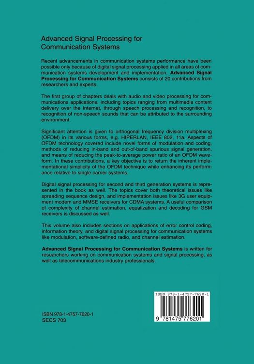 Produktbild: Advanced Signal Processing for Communication Systems