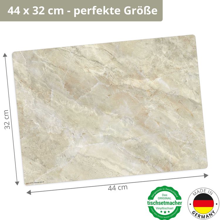 Produktbild: Tischsetmacher Tischsets sandfarbene Marmorplatte hell, aus hochwertigem Vinyl (4 St&uuml;ck), 44 x 32 cm