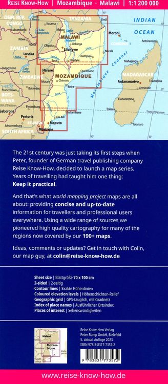 Produktbild: Reise Know-How Landkarte Mosambik, Malawi (1:1.200.000)