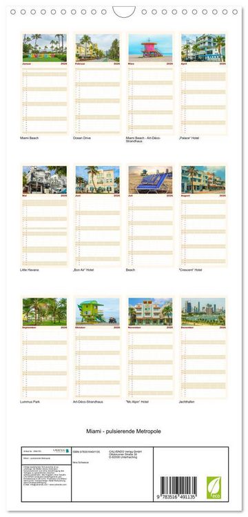 Produktbild: Familienplaner 2026 - Miami - pulsierende Metropole mit 5 Spalten (Wandkalender, 21 x 45 cm) CALVENDO