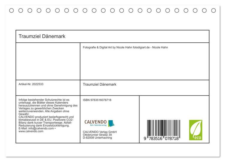 Produktbild: Traumziel D&auml;nemark (Tischkalender 2026 DIN A5 quer), CALVENDO Monatskalender