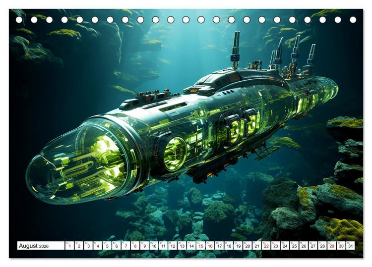 Produktbild: Futuristische U-Boote (Tischkalender 2026 DIN A5 quer), CALVENDO Monatskalender