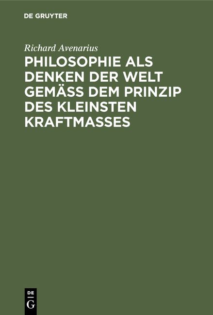 Produktbild: Philosophie als Denken der Welt gem&auml;&szlig; dem Prinzip des kleinsten Kraftma&szlig;es