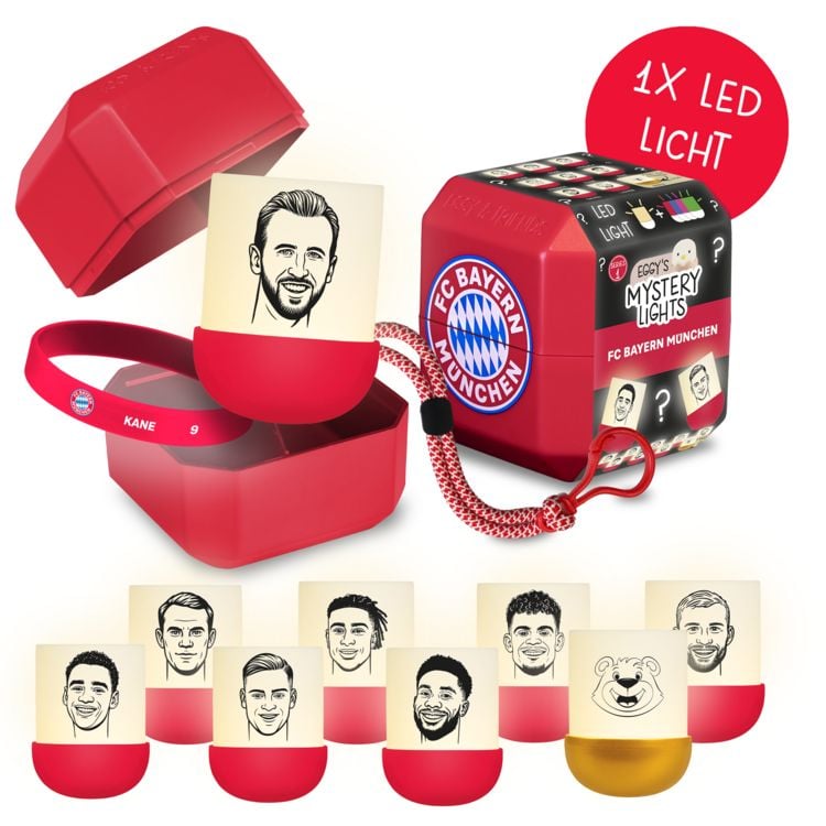 Produktbild: Eggys Mystery Lights x FCB Akku Nachtlicht Sammelbox mit praktischem Anh&auml;nger