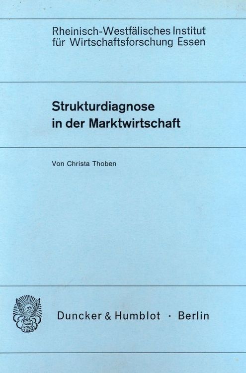 Produktbild: Strukturdiagnose in der Marktwirtschaft.