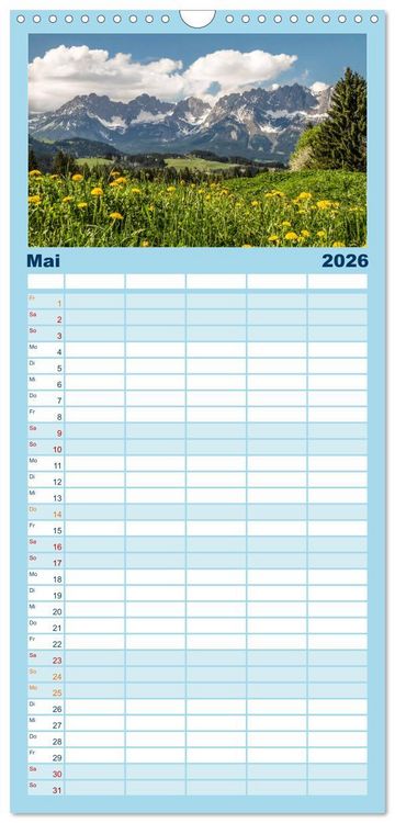 Produktbild: Familienplaner 2026 - Der Wilde Kaiser, das Kletterparadies bei Kitzb&uuml;hel mit 5 Spalten (Wandkalender, 21 x 45 cm) CALVENDO