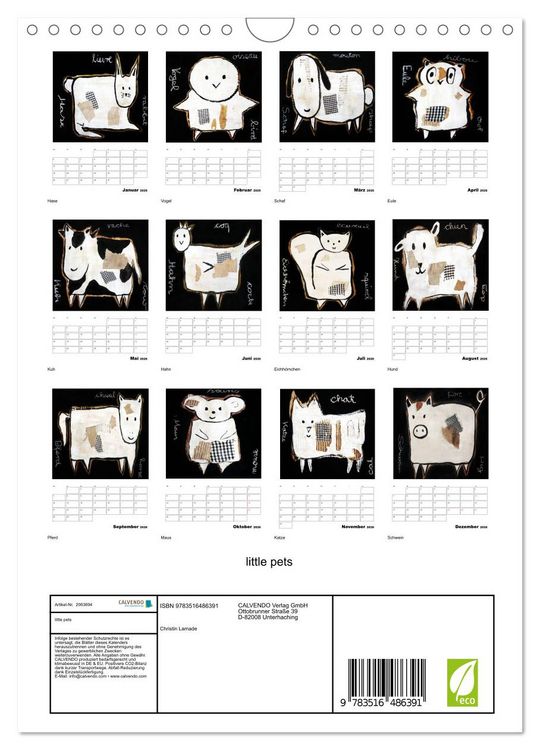 Produktbild: little pets (Wandkalender 2026 DIN A4 hoch), CALVENDO Monatskalender