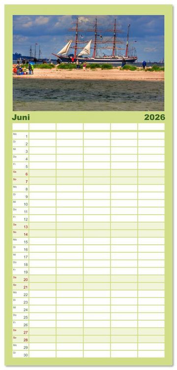 Produktbild: Familienplaner 2026 - Schleswig-Holstein Du bist so sch&ouml;n mit 5 Spalten (Wandkalender, 21 x 45 cm) CALVENDO