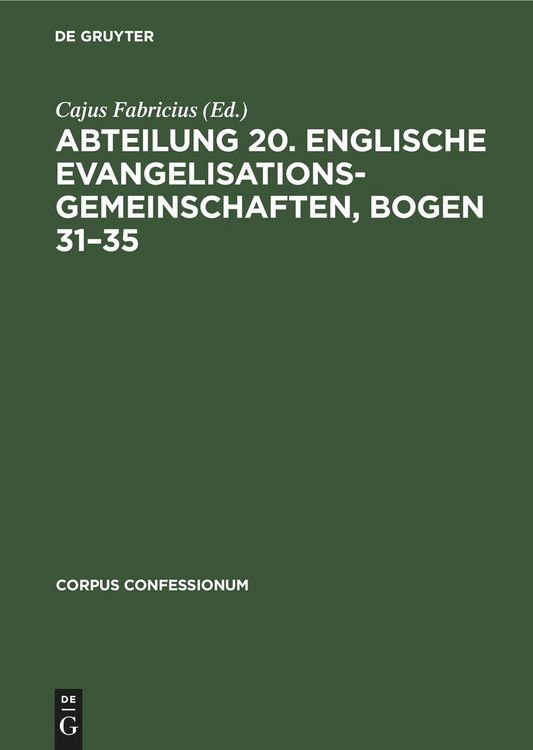 Produktbild: Abteilung 20. Englische Evangelisationsgemeinschaften, Bogen 31-35