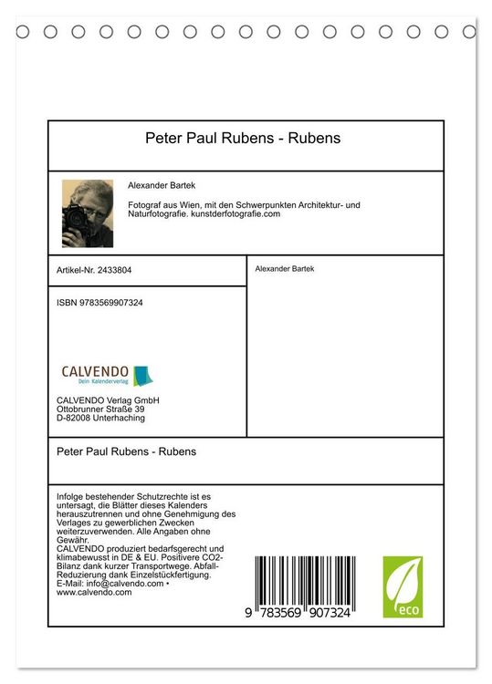 Produktbild: Peter Paul Rubens - Rubens (Tischkalender 2027 DIN A5 hoch), CALVENDO Monatskalender
