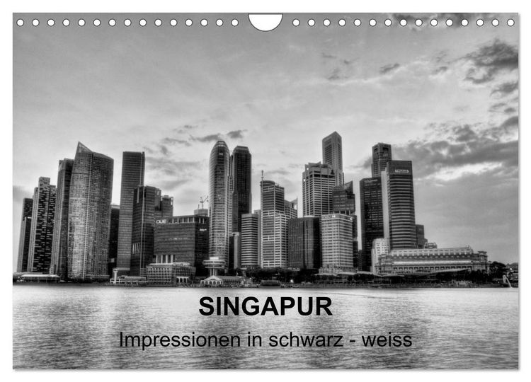 Produktbild: Singapur - Impressionen in schwarz - weiss (Wandkalender 2026 DIN A4 quer), CALVENDO Monatskalender