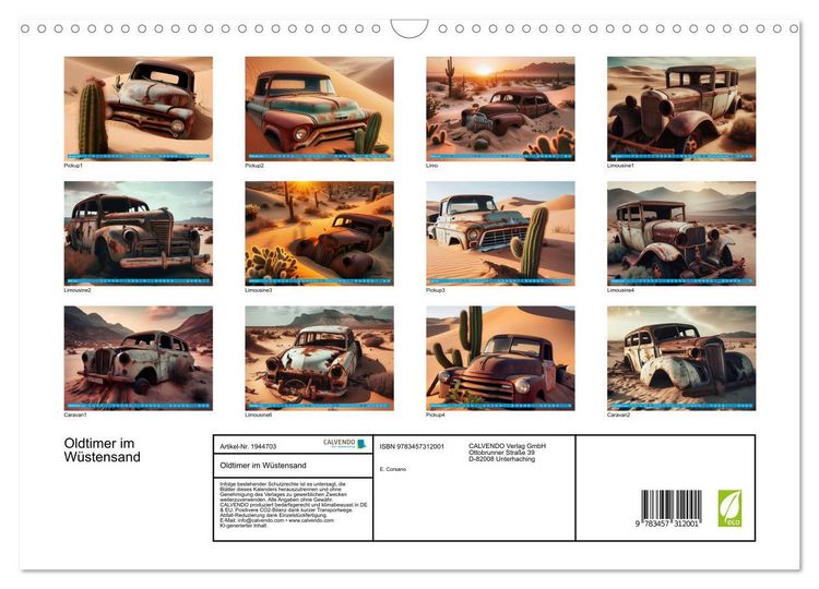 Produktbild: Oldtimer im W&uuml;stensand (Wandkalender 2026 DIN A3 quer), CALVENDO Monatskalender