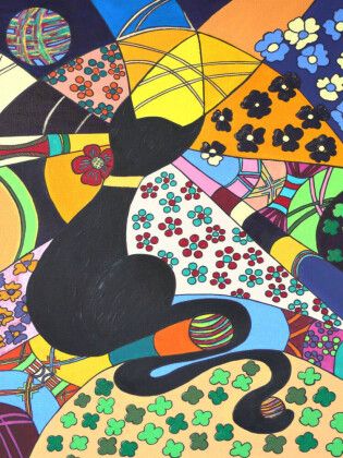 Produktbild: CALVENDO Puzzle Lady-K&auml;tz, Petra Kolossa, Acryl auf Leinwand, 70x50, 2017 | 1000 Teile Lege-Gr&ouml;&szlig;e 64x48cm Foto-Puzzle f&uuml;r gl&uuml;ckliche Stunden