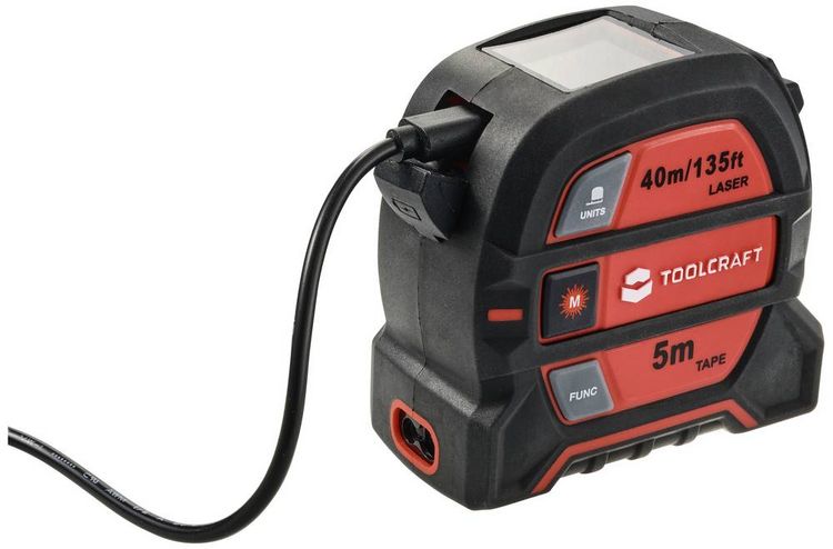 Produktbild: TOOLCRAFT 2 in 1 Laser-Entfernungsmesser Max. 40m mit Ma&szlig;band