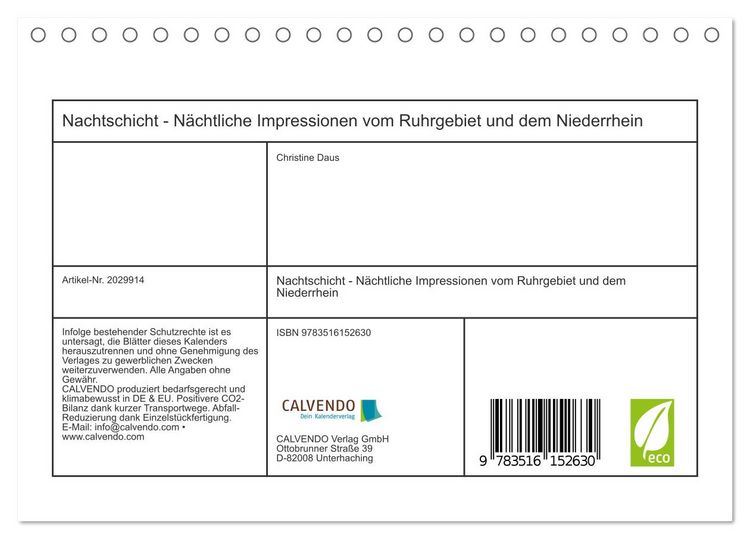 Produktbild: Nachtschicht - N&auml;chtliche Impressionen vom Ruhrgebiet und dem Niederrhein (Tischkalender 2026 DIN A5 quer), CALVENDO Monatskalender