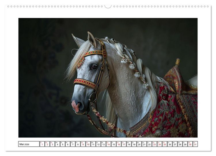 Produktbild: Bezaubernde Eleganz wei&szlig;er Pferde (hochwertiger Premium Wandkalender 2026 DIN A2 quer), Kunstdruck in Hochglanz