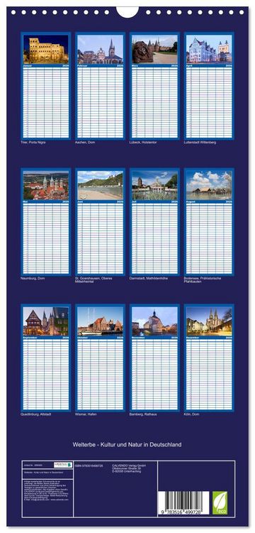 Produktbild: Familienplaner 2026 - Welterbe - Kultur und Natur in Deutschland mit 5 Spalten (Wandkalender, 21 x 45 cm) CALVENDO