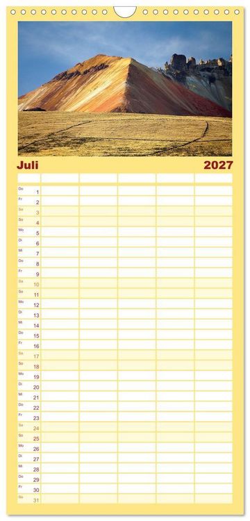 Produktbild: Familienplaner 2027 - Bolivien - Eine Wanderreise mit 5 Spalten (Wandkalender, 21 x 45 cm) CALVENDO
