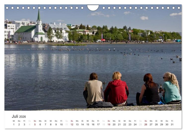 Produktbild: Reykjav&igrave;k 64&deg; 08' N (Wandkalender 2026 DIN A4 quer), CALVENDO Monatskalender
