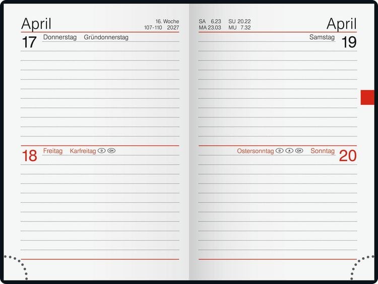 Produktbild: rido/id&eacute; 7016288907 Taschenkalender Mod. Industrie II 2027 A7, Leder, schwarz