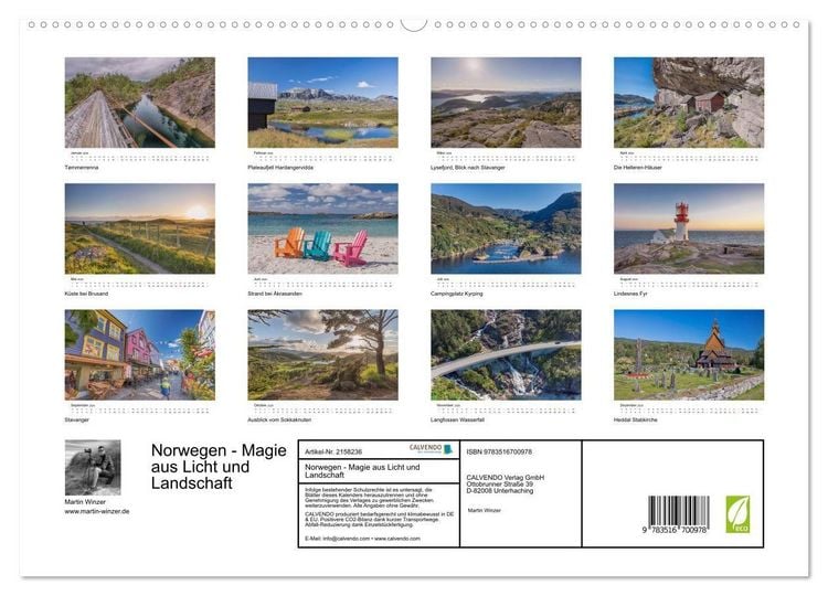 Produktbild: Norwegen - Magie aus Licht und Landschaft (hochwertiger Premium Wandkalender 2026 DIN A2 quer), Kunstdruck in Hochglanz