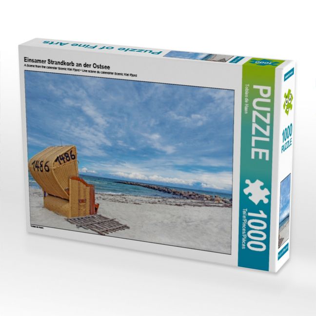 Produktbild: CALVENDO Puzzle Einsamer Strandkorb an der Ostsee | 1000 Teile Lege-Gr&ouml;&szlig;e 64x48cm Foto-Puzzle f&uuml;r gl&uuml;ckliche Stunden