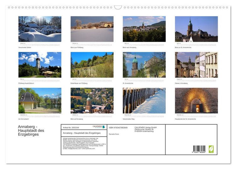 Produktbild: Annaberg - Hauptstadt des Erzgebirges (Wandkalender 2026 DIN A2 quer), CALVENDO Monatskalender
