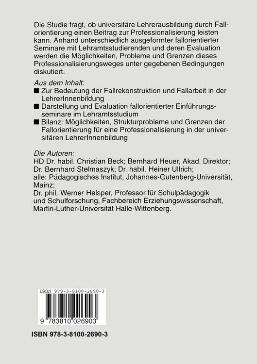 Produktbild: Fallarbeit in der universit&auml;ren LehrerInnenbildung