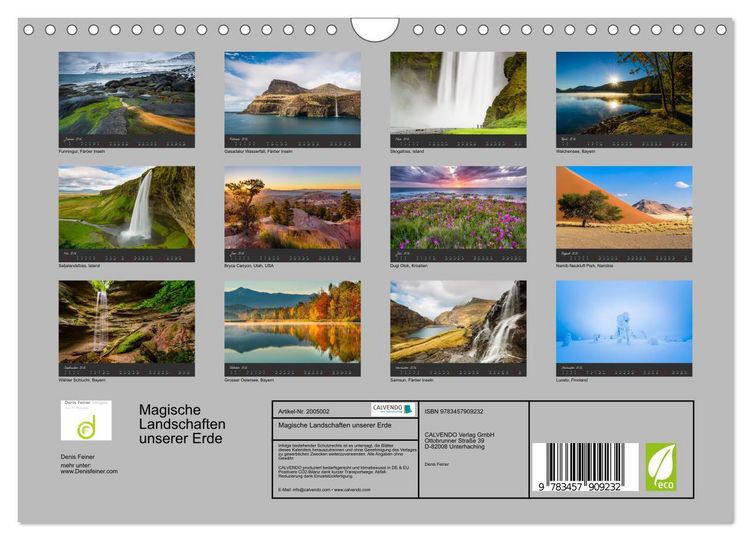 Produktbild: Magische Landschaften unserer Erde (Wandkalender 2026 DIN A4 quer), CALVENDO Monatskalender