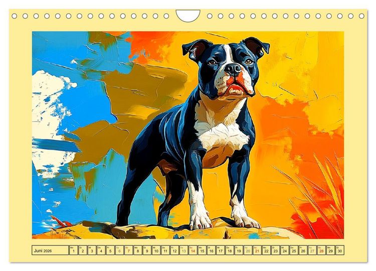 Produktbild: Pit Bulls und Familie. Bunte Bull Breed Sch&ouml;nheiten (Wandkalender 2026 DIN A4 quer), CALVENDO Monatskalender