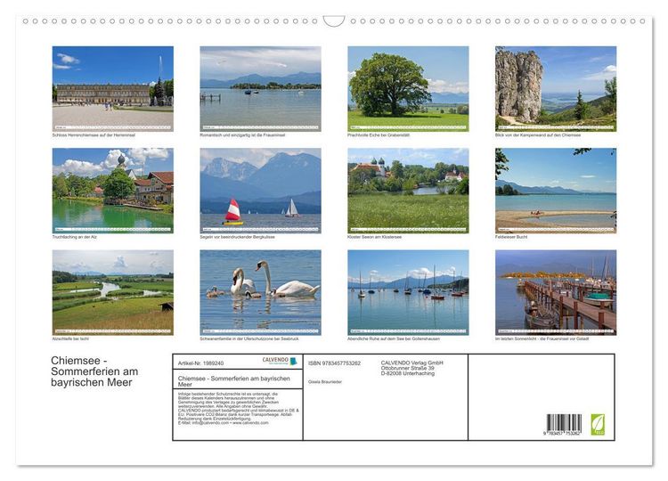 Produktbild: Chiemsee - Sommerferien am bayrischen Meer (Wandkalender 2026 DIN A2 quer), CALVENDO Monatskalender